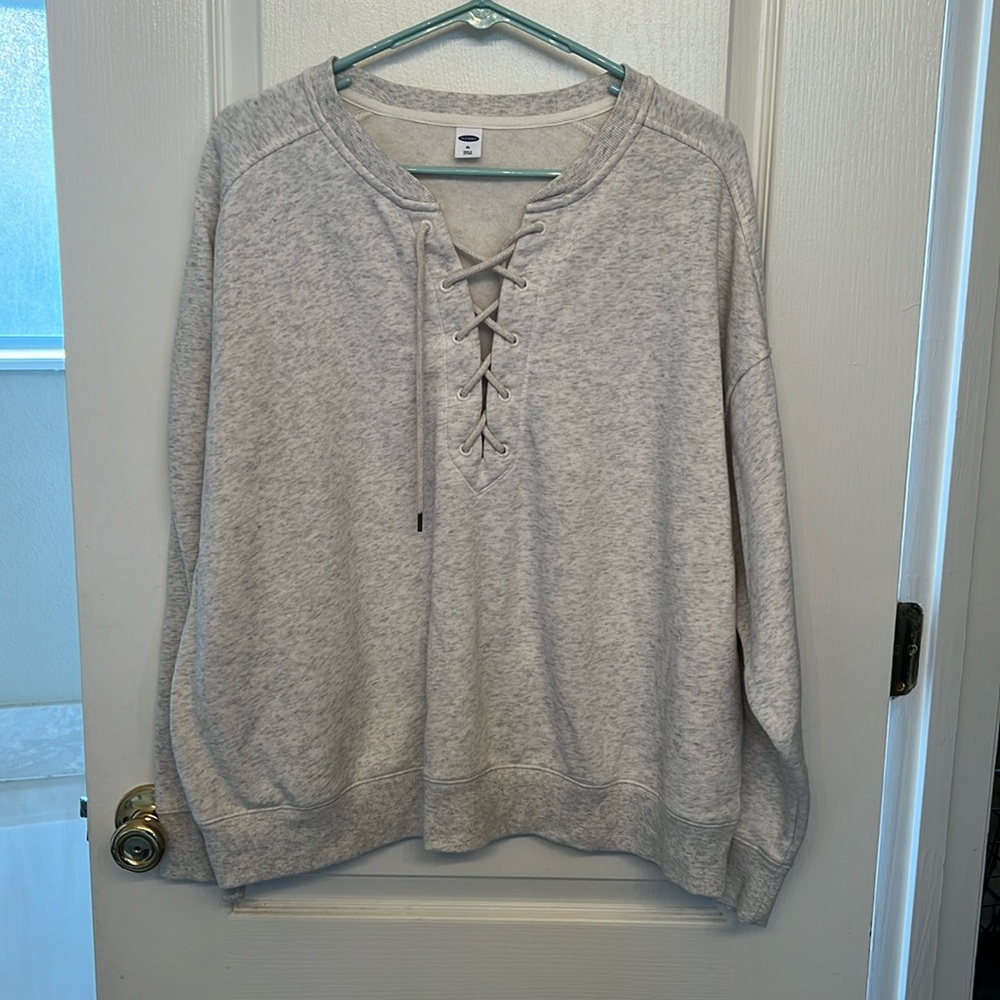 Old Navy Gray Lace-Up Sweatshirt